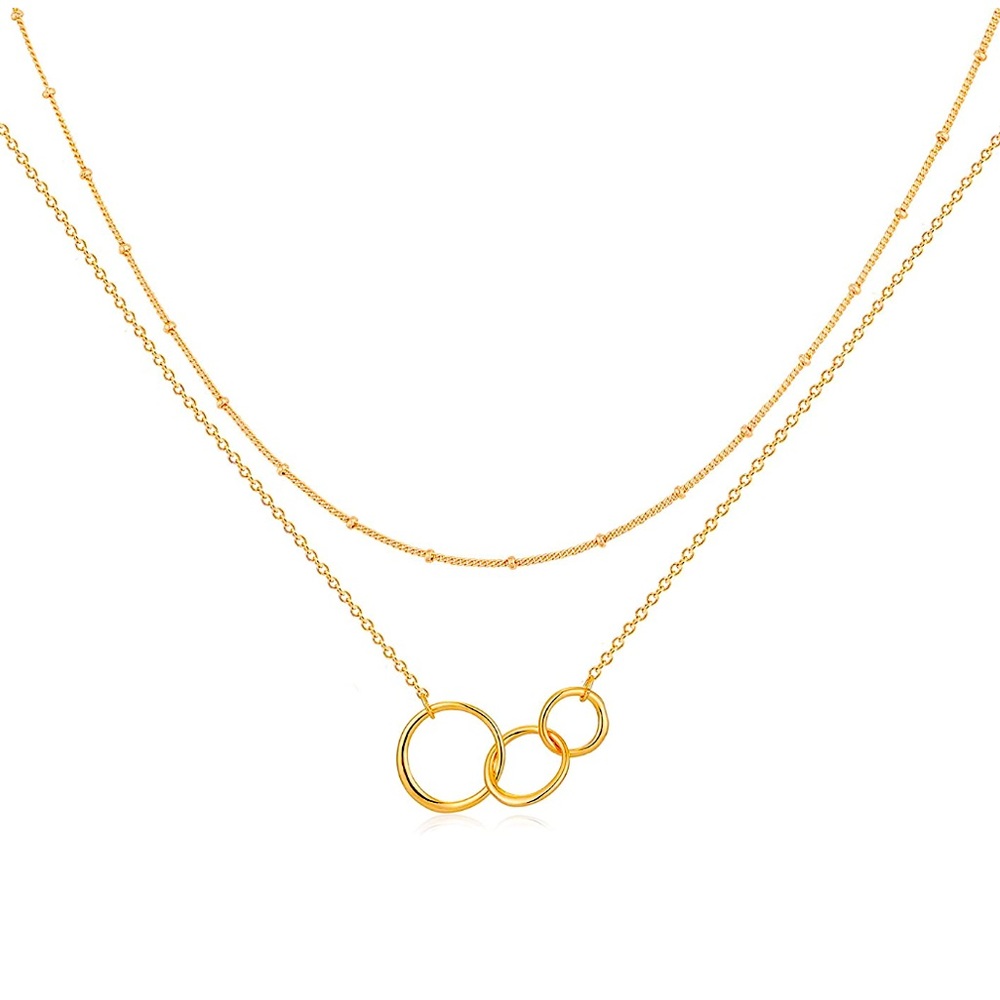 New Gold Layered Necklace Ultra Delicate✨Triple Infinity Link Layer Neck… - Picture 2 of 7